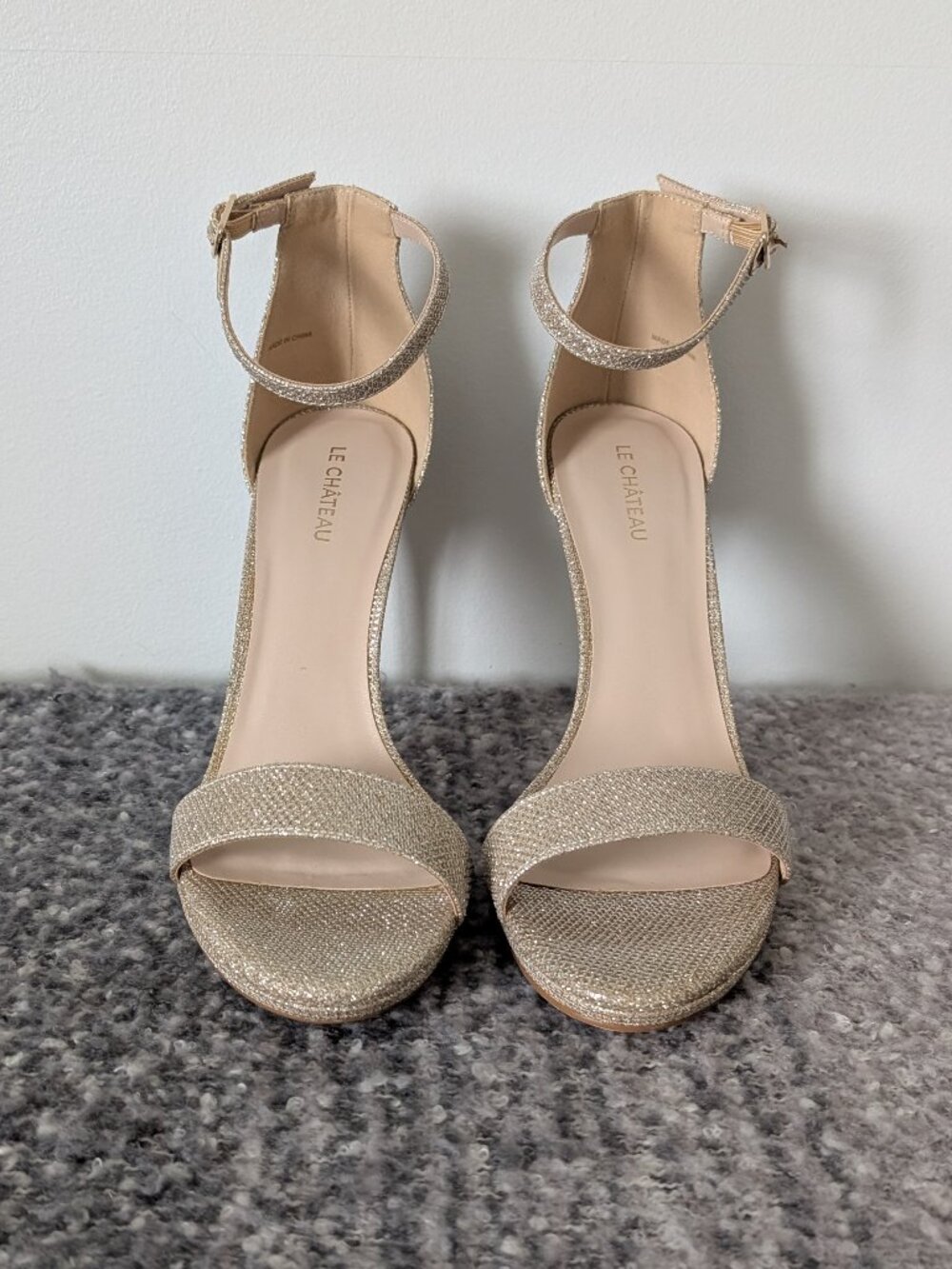 Le Château - "Platino" Metallic Gold Strappy Heels - Size 10